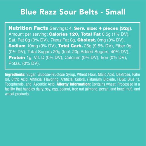 Candy Club-Blue Razz Sour Belts Small Jar-RS1600-00-01-Legacy Toys