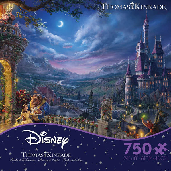 Ceaco-Thomas Kinkade Disney - Beauty and the Beast Dancing in the Moonlight - 750 Piece Puzzle-2903-21-Legacy Toys