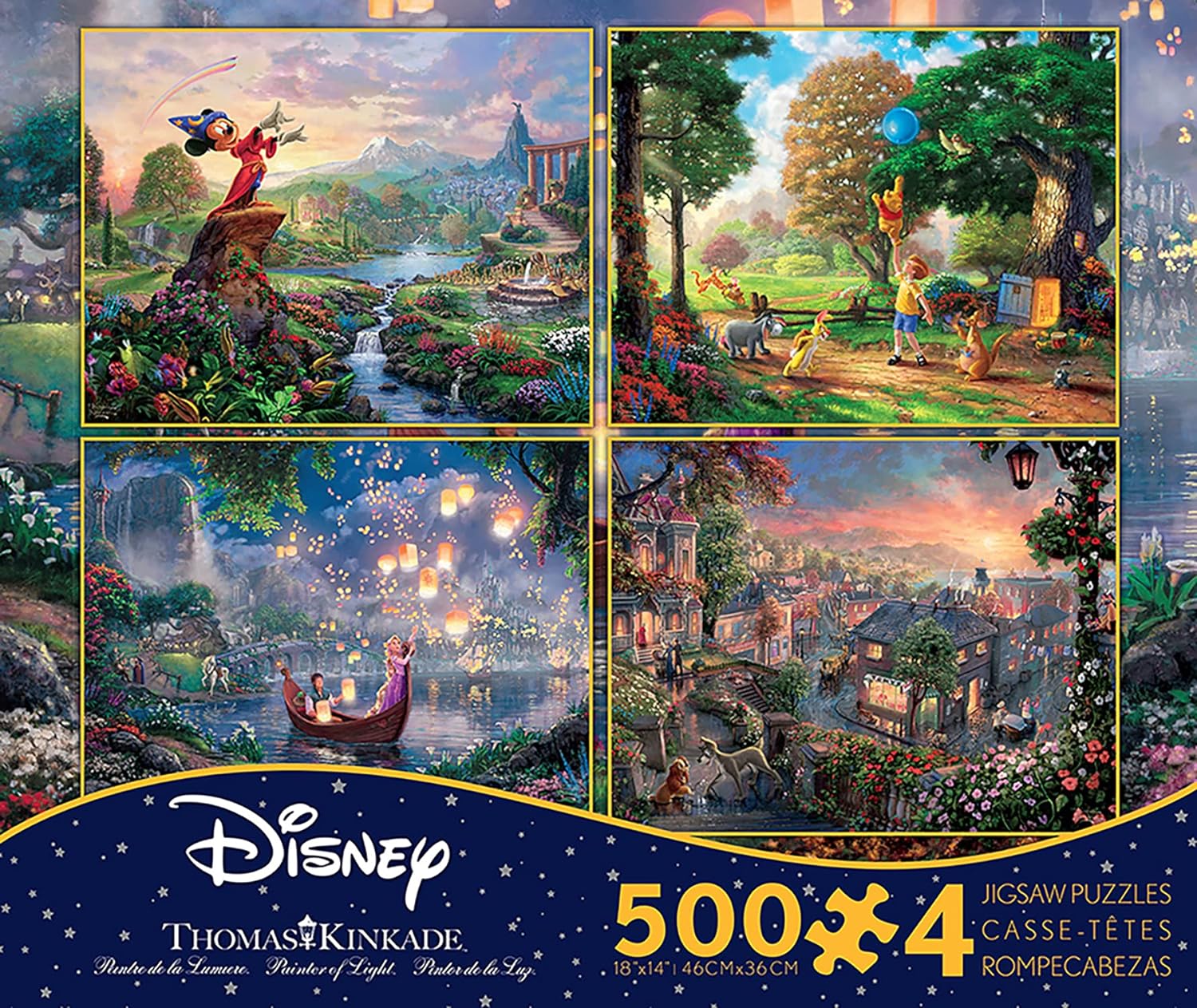 Ceaco-Thomas Kinkade Disney - Multipack Series 2 - 4 in 1 Puzzles - 4 x 500 Piece Puzzle-3666-1-Legacy Toys