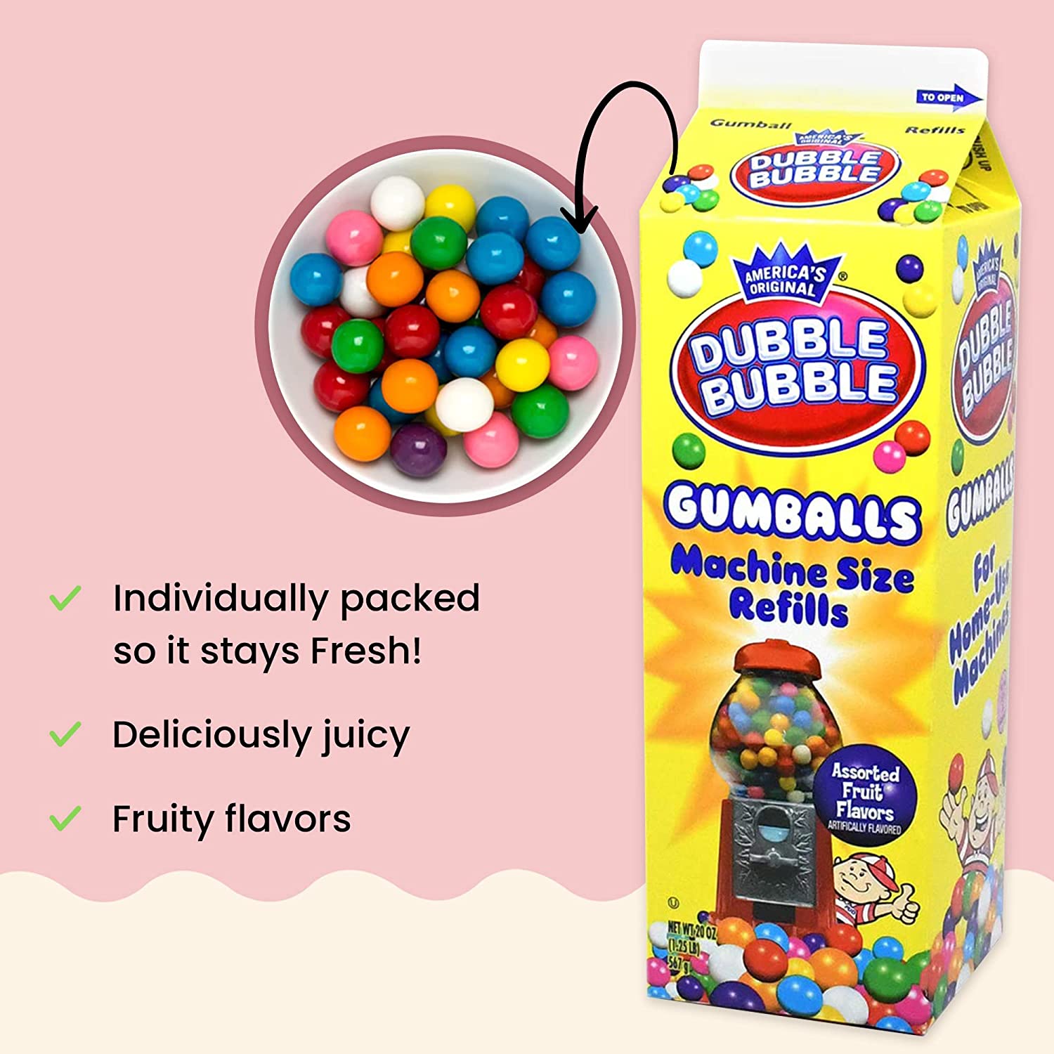 Charms-Dubble Bubble Gumballs Refill for Machines 20 oz. Box--Legacy Toys