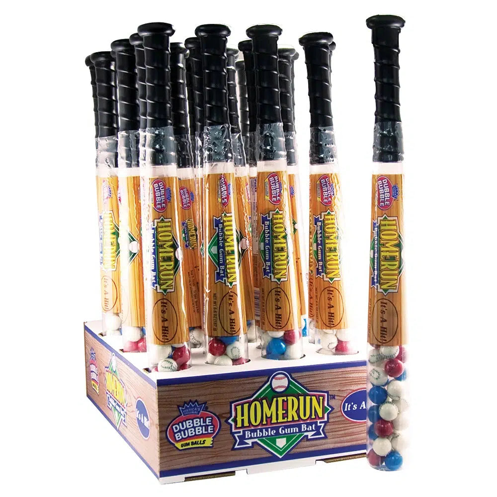 Charms-Dubble Bubble Homerun Baseball Bat With Gumballs 6.6 oz.-91766-24-Box of 24-Legacy Toys