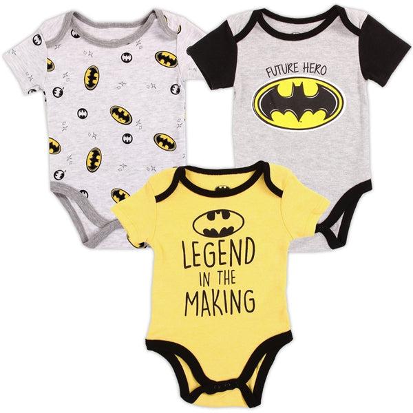 Childrens Apparel-BATMAN Boys Newborn 3-Pack Creepers--Legacy Toys