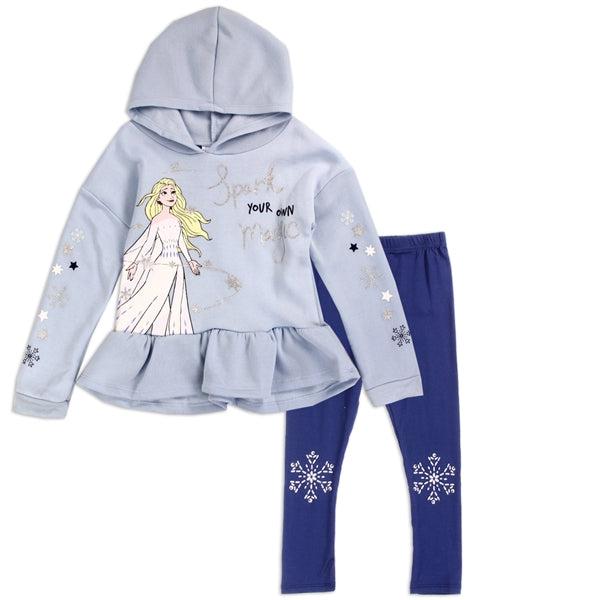Childrens Apparel-FROZEN Girls 4-6X 2PC Hooded Fleece Legging Set--Legacy Toys