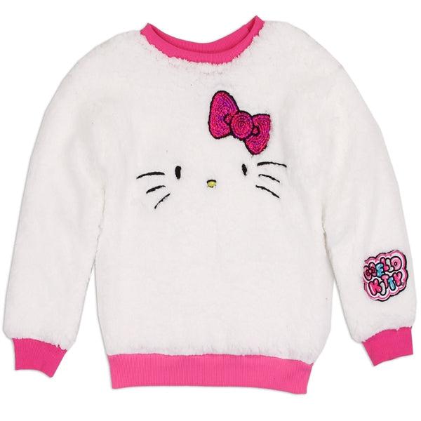 Childrens Apparel-HELLO KITTY Girls 4-6X Sherpa Sweatshirt--Legacy Toys