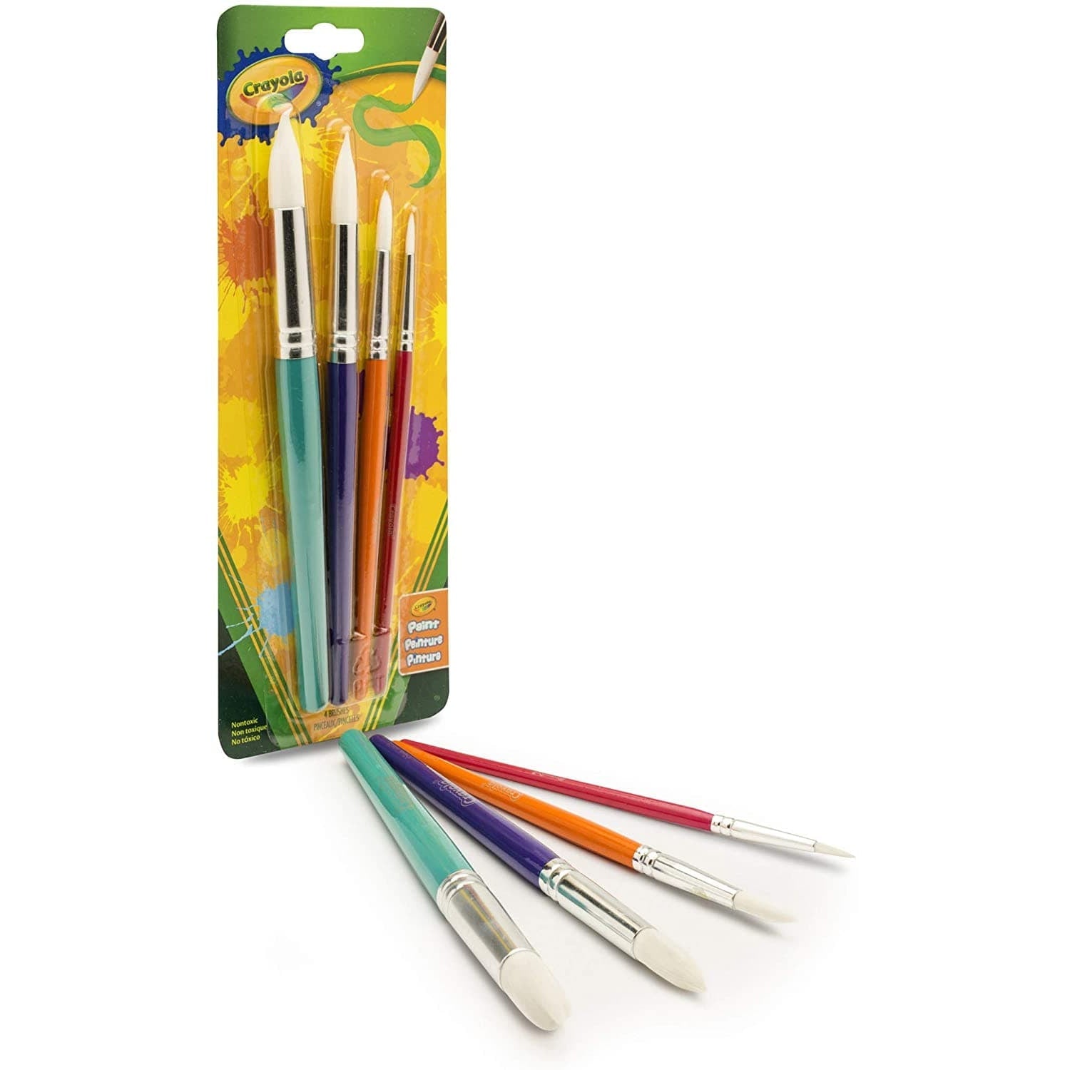 Crayola-Crayola 4 Count Big Paintbrushes Round Brush Set-592180-Legacy Toys