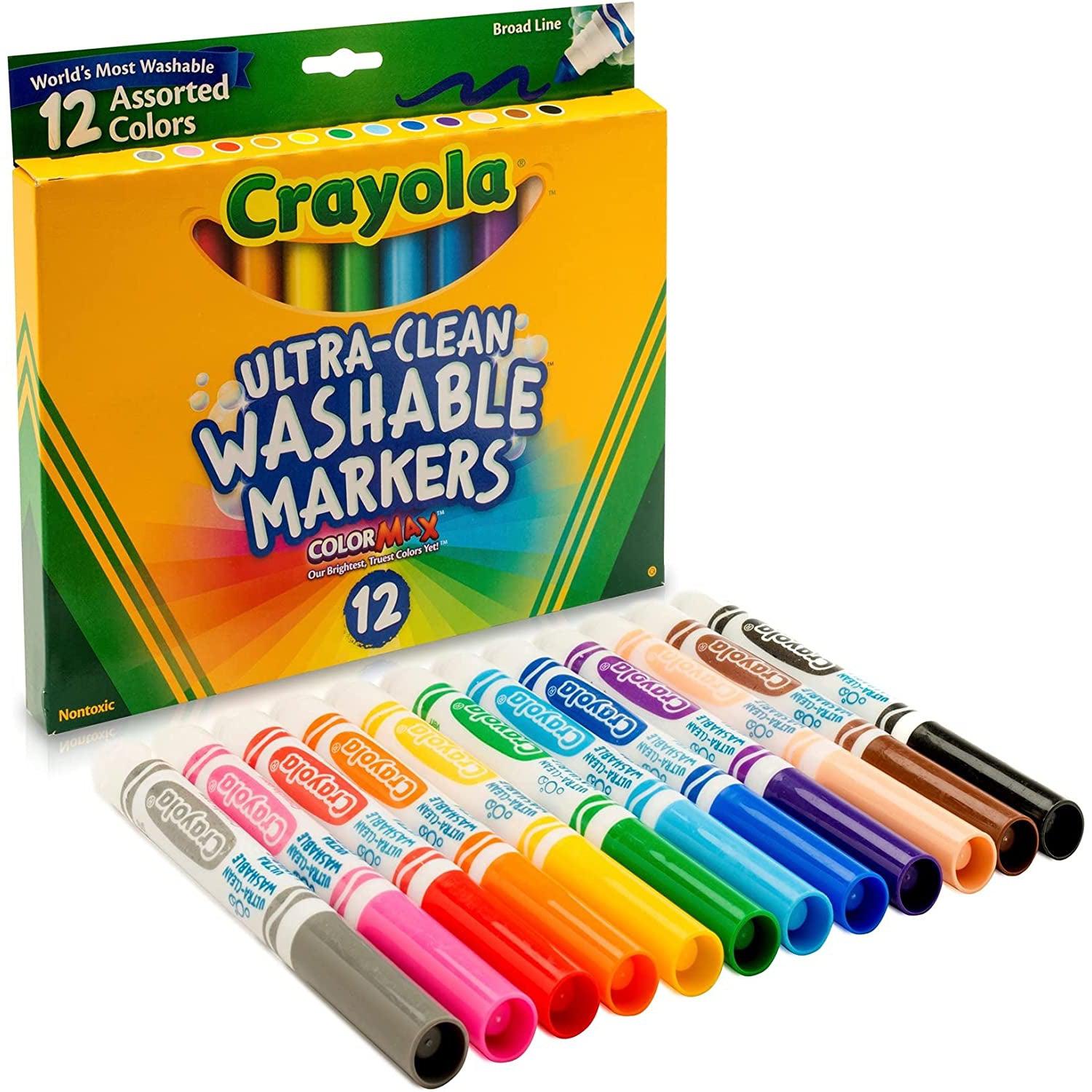 Crayola-Crayola Washable Broadline Markers 12 Pieces-UB-MAW12-Legacy Toys