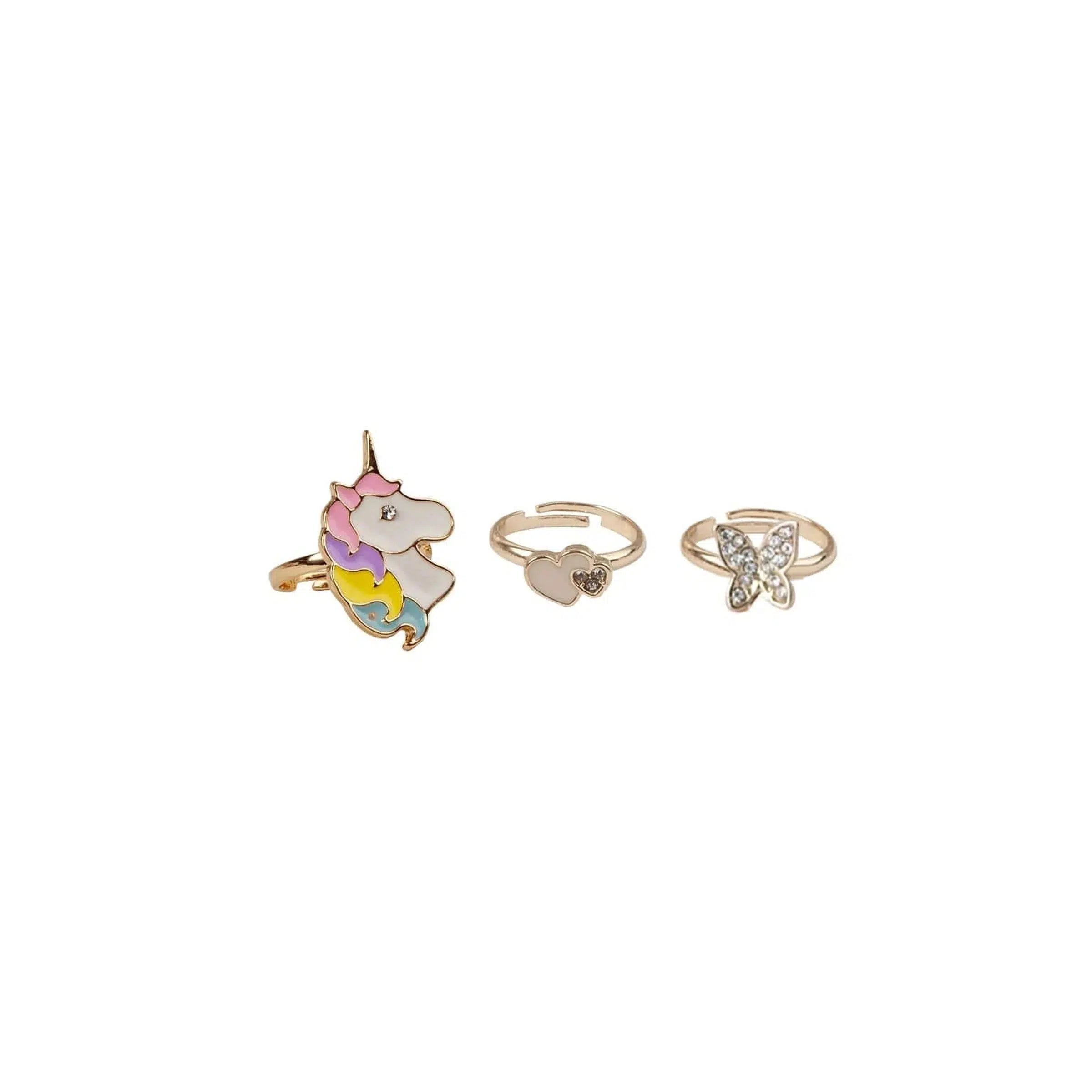 Creative Education-Boutique Butterfly and Unicorn Rings, 3 pcs-90205-Legacy Toys