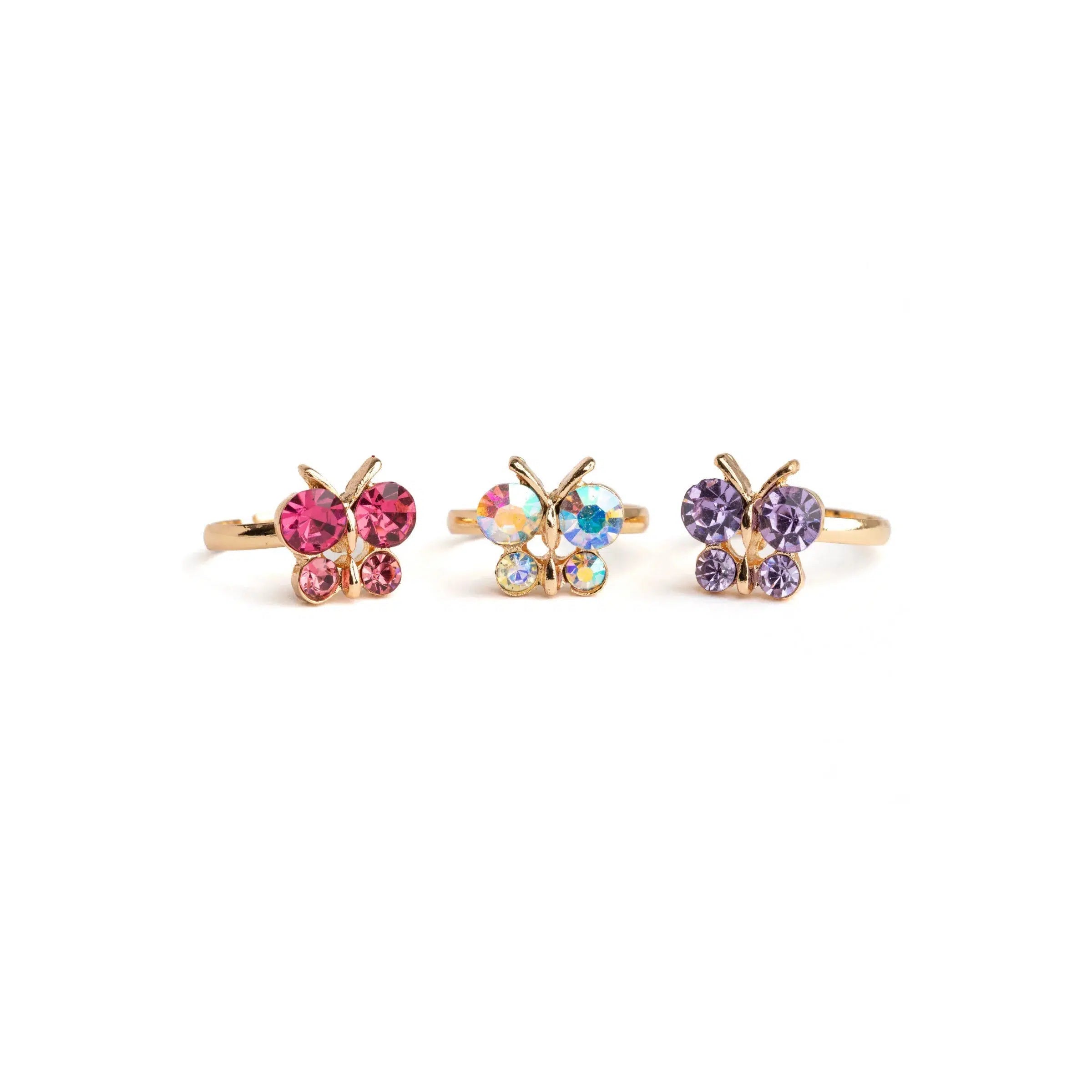 Creative Education-Boutique Butterfly Gem Rings, 3 pcs-90206-Legacy Toys