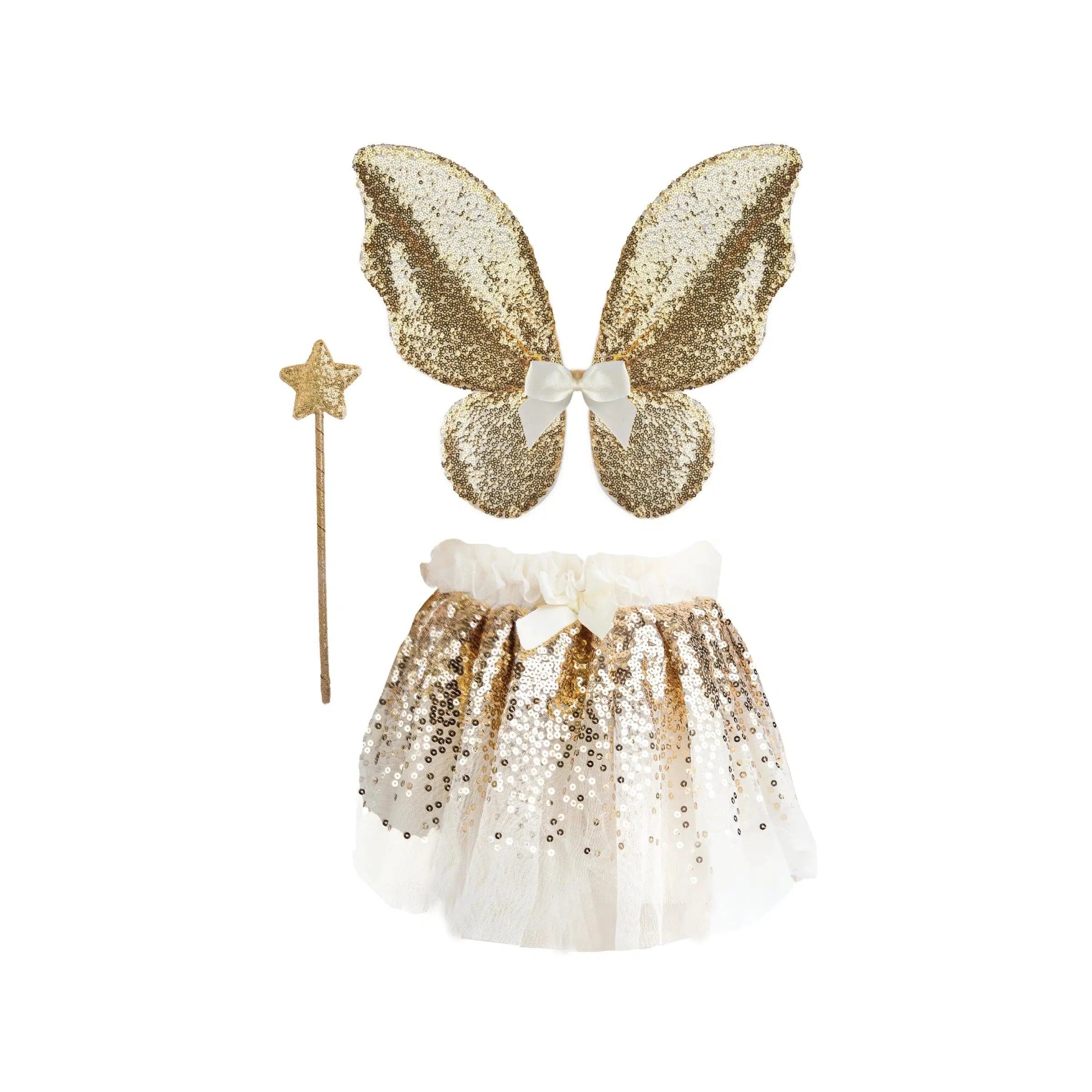 Creative Education-Gracious Gold Sequins Set - Skirt, Wings, Wand-41755-size adjustable 4-6-Legacy Toys