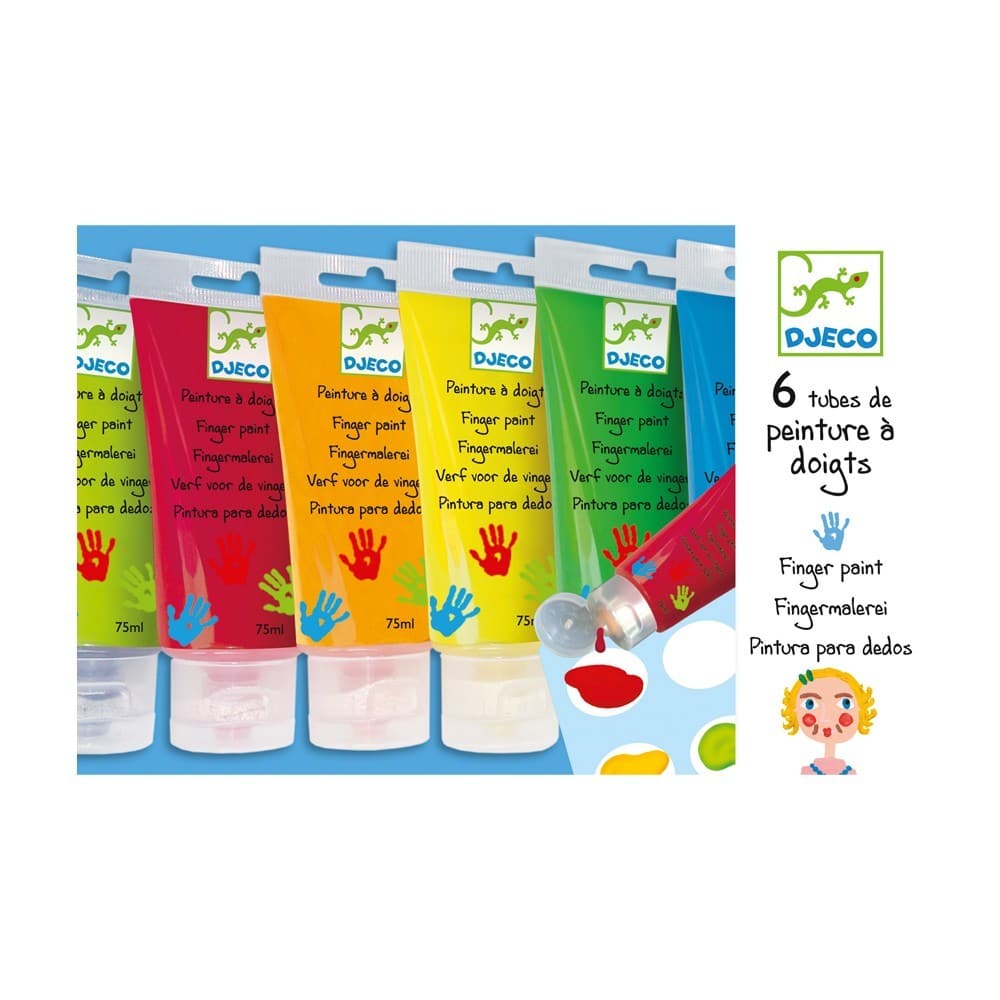 DJECO-6 Finger Paint Tubes - Classic-DJ08860-Legacy Toys