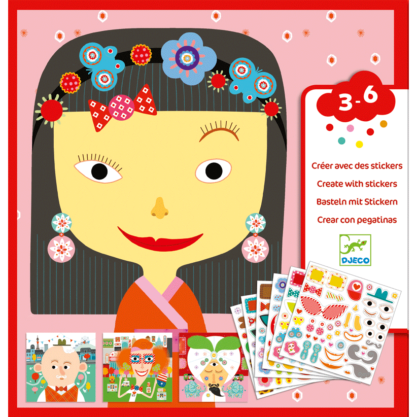 DJECO-Make a Face Sticker Kits-DJ08934-Legacy Toys