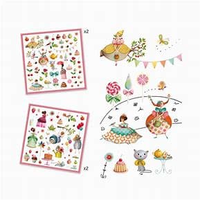 DJECO-Petit Gifts - Princess Tea Party Stickers-DJ08884-Legacy Toys