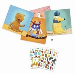 DJECO-Petit Gifts - Sticker Kits - Create Animals-DJ08932-Legacy Toys