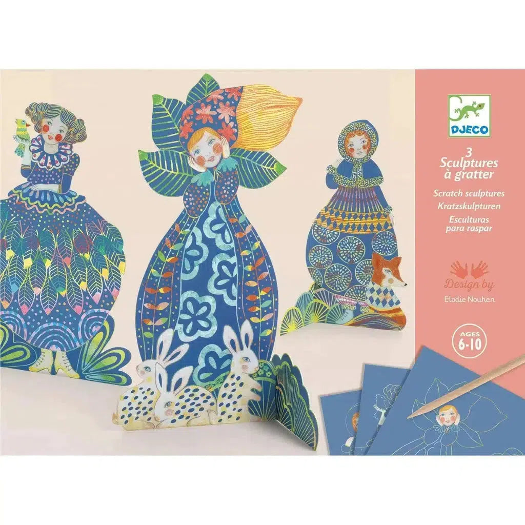 DJECO-Pretty Dresses Scratch Sculptures-DJ09707-Legacy Toys