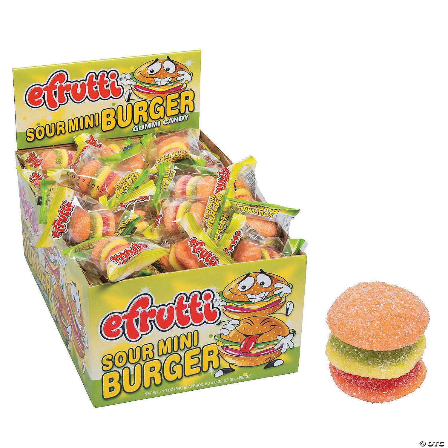 Efrutti-Efrutti Gummi Sour Mini Burger-5131-Box of 60-Legacy Toys