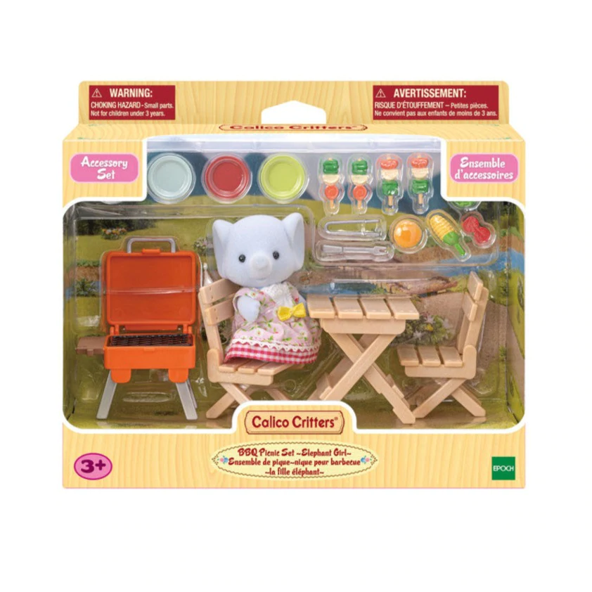 Epoch Everlasting Play-Calico Critters BBQ Picnic Set Elephant Girl-CC1980-Legacy Toys