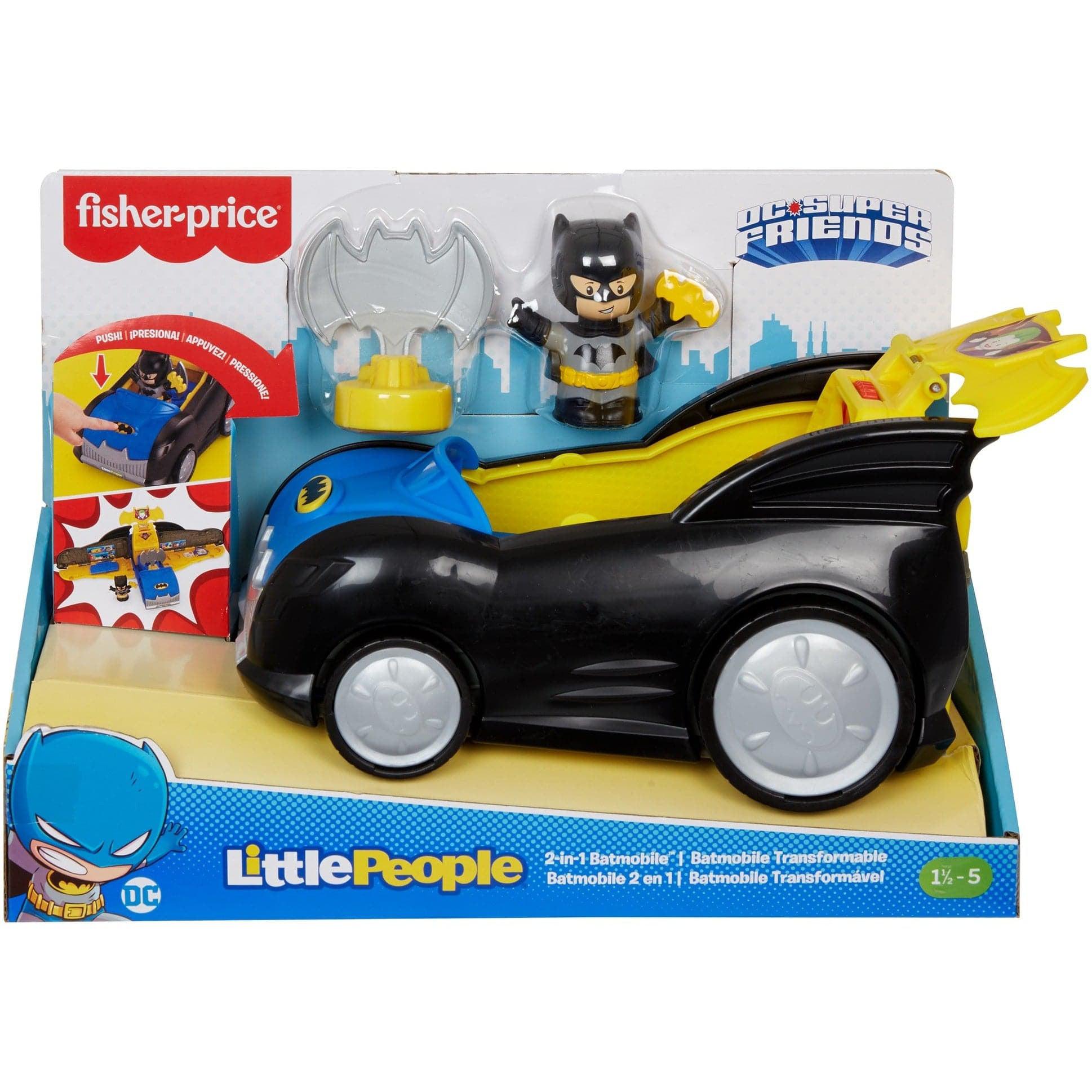 Fisher Price-Fisher-Price Little People - DC Super Friends 2-in-1 Batmobile-GMJ15-Legacy Toys
