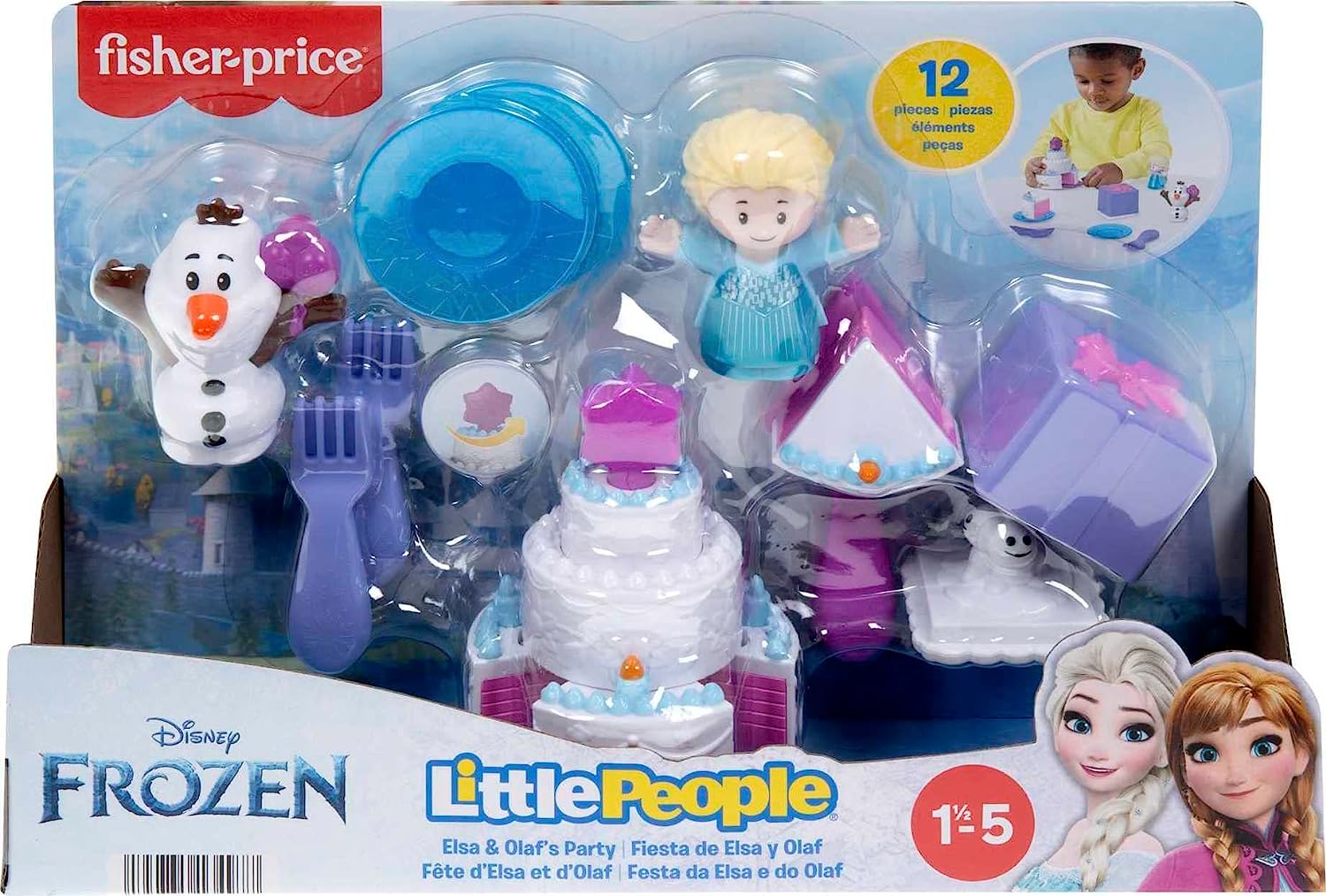 Fisher Price-Fisher-Price Little People - Disney Frozen Elsa & Olaf's Party-HMX72-Legacy Toys