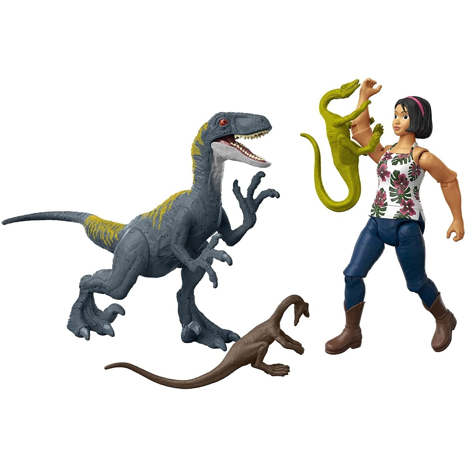 Fisher Price-Jurassic World Human and Dino Pack-HDX55-Sammy & Velociraptor-Legacy Toys