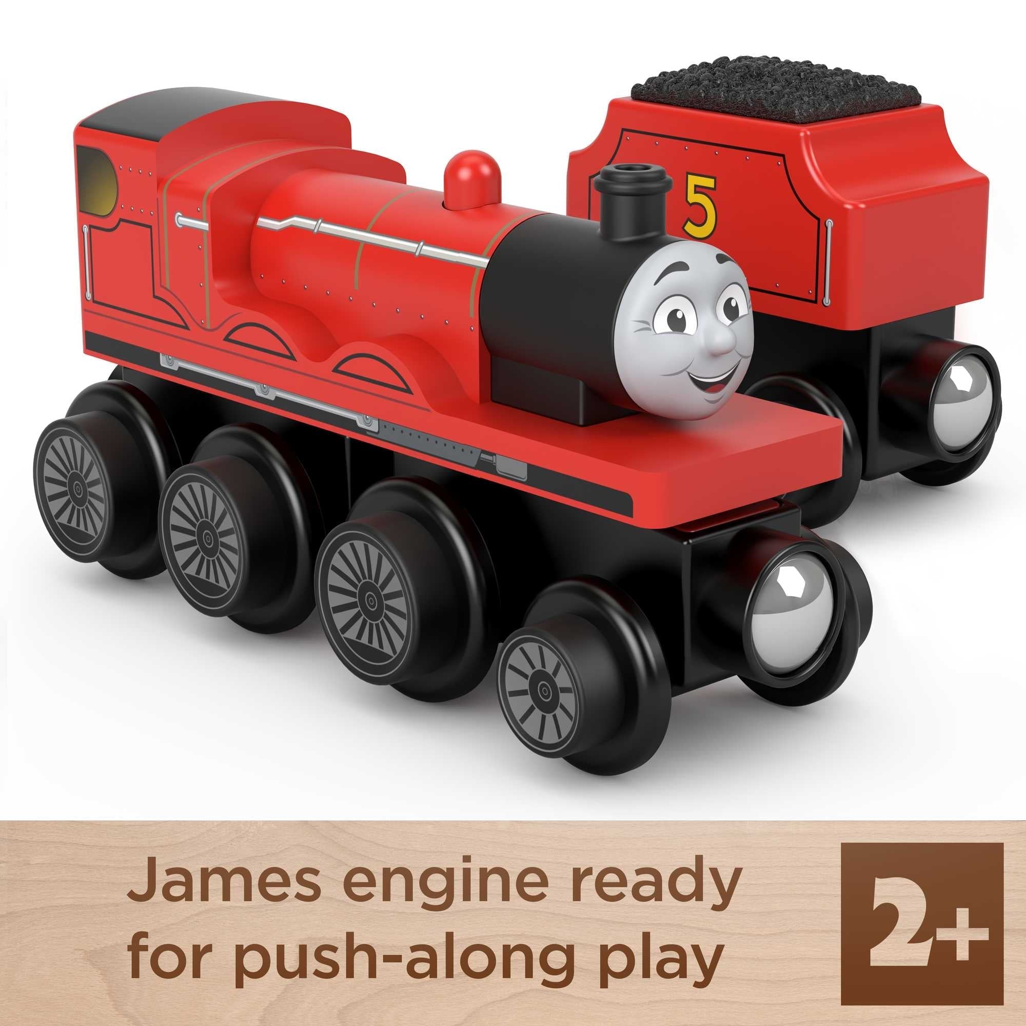 Fisher Price-Thomas & Friends Wooden Railway - James Engine and Coal-Car-HBK12-Legacy Toys