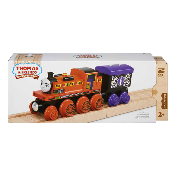 Fisher Price-Thomas & Friends Wooden Railway - Nia Engine and Car-HBK23-Legacy Toys