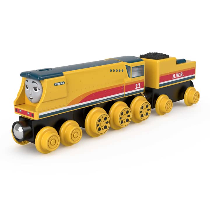 Fisher Price-Thomas & Friends Wooden Railway - Rebecca Engine and Coal-Car-HBK14-Legacy Toys