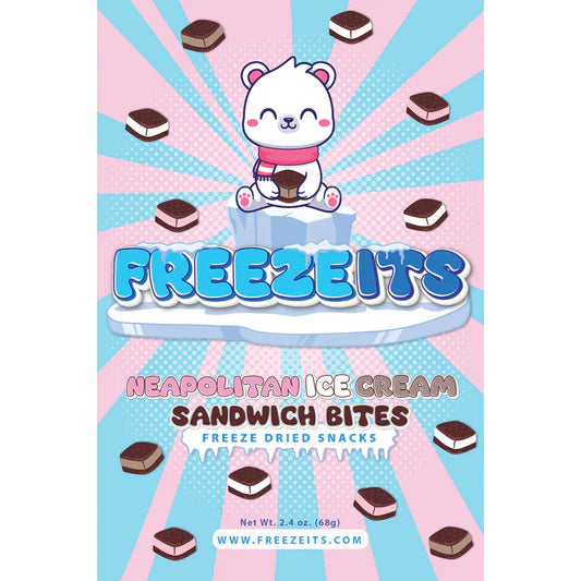 FREEZEITS-FREEZEITS Neapolitan Ice Cream Sandwich Bites 2.4 oz. Bag-FRZ106-Legacy Toys