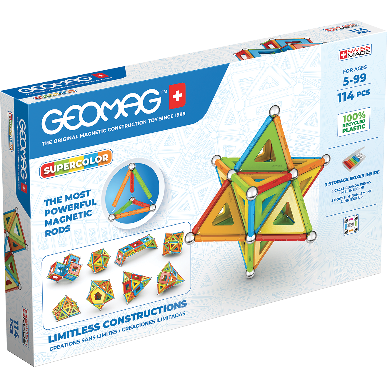Geomag-Geomag Supercolor Panels Recycled 114 Pieces-382-Legacy Toys