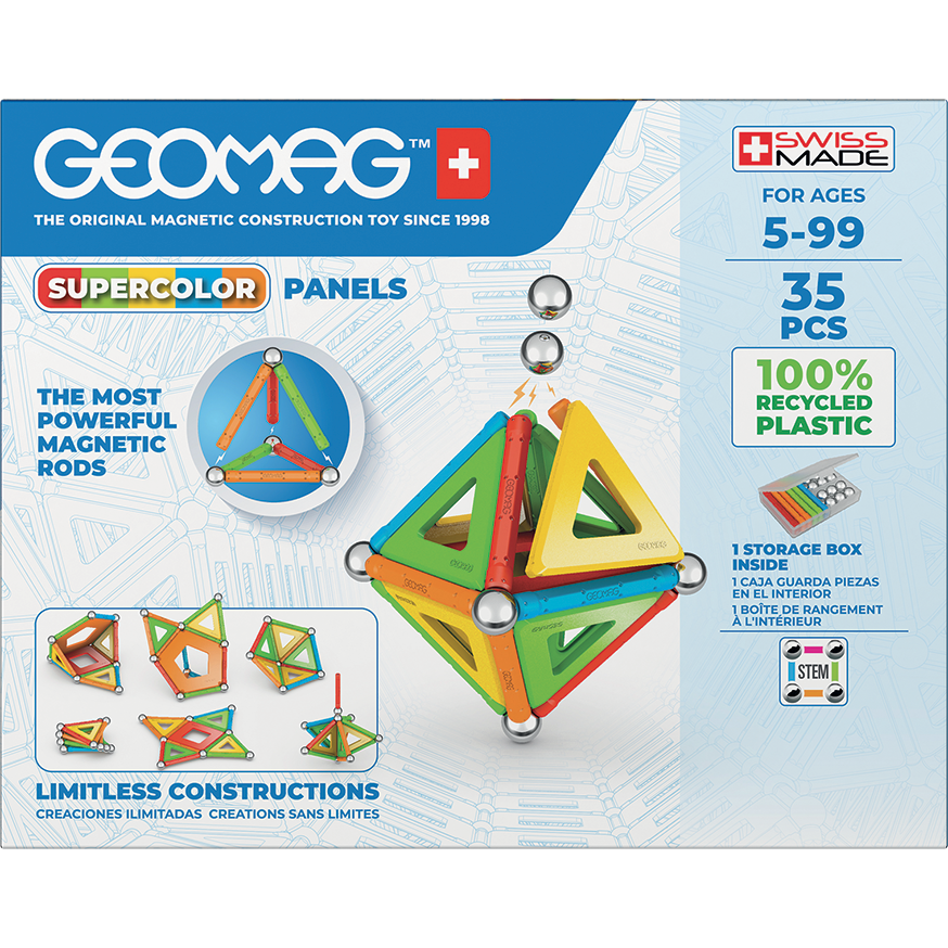 Geomag-Geomag Supercolor Panels Recycled 35 Pieces-377-Legacy Toys