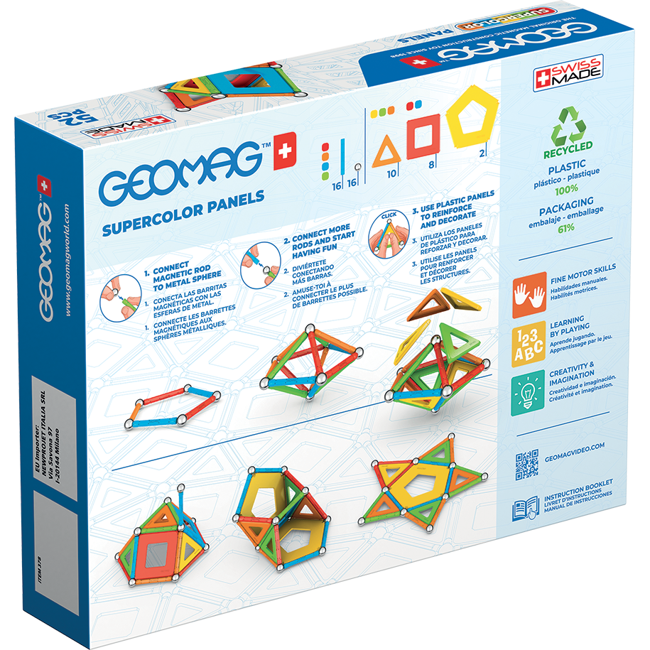 Geomag-Geomag Supercolor Panels Recycled 52 Pieces-378-Legacy Toys