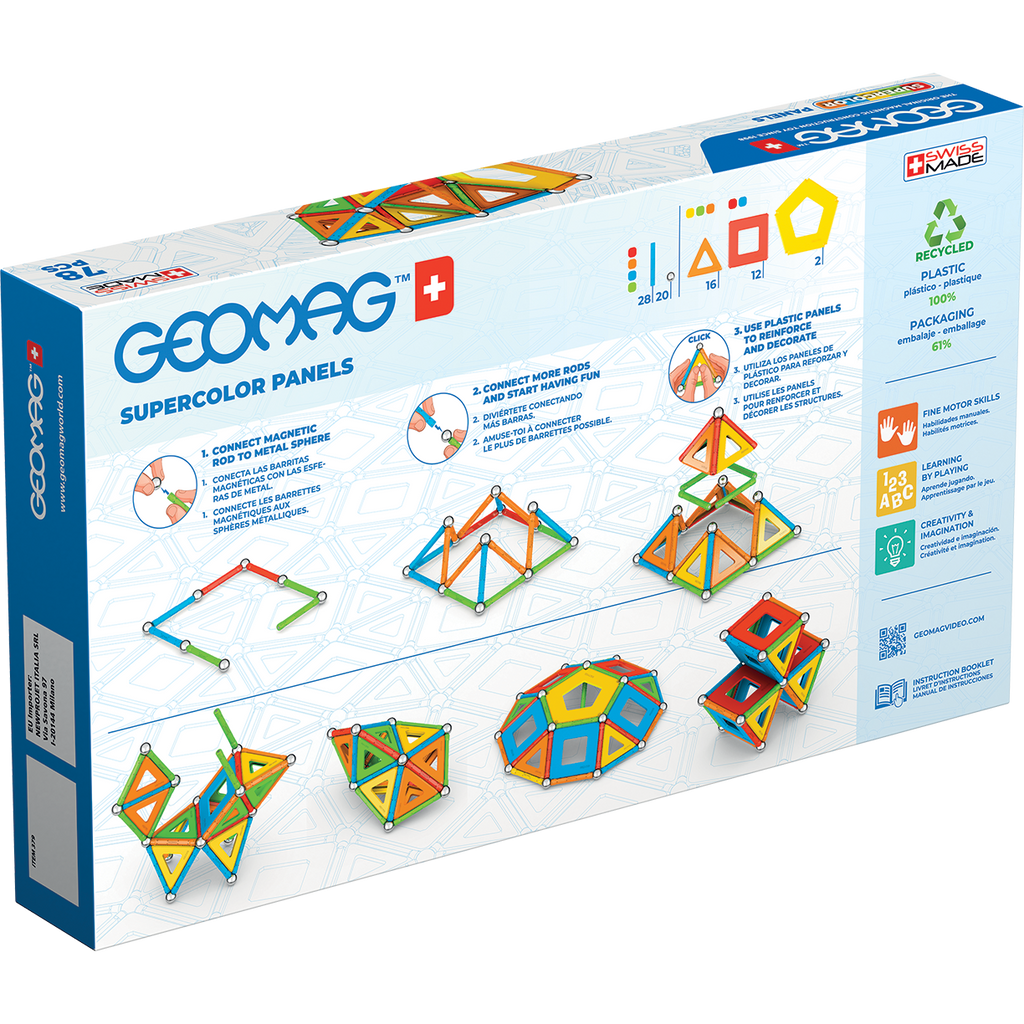 Geomag-Geomag Supercolor Panels Recycled 78 Pieces-379-Legacy Toys