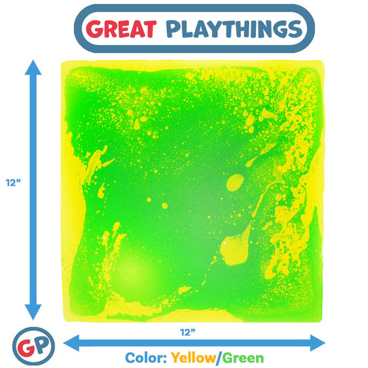 Great Playthings-11.8" Square Liquid Sensory Floor Tile - Box of 6-GP1123-Green/Yellow-Legacy Toys