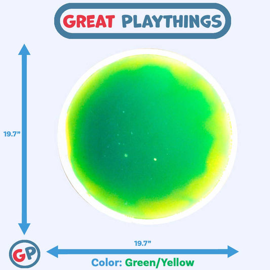 Great Playthings-19.7" Round Liquid Sensory Floor Tile-GP1131-GY-Green/Yellow-Legacy Toys