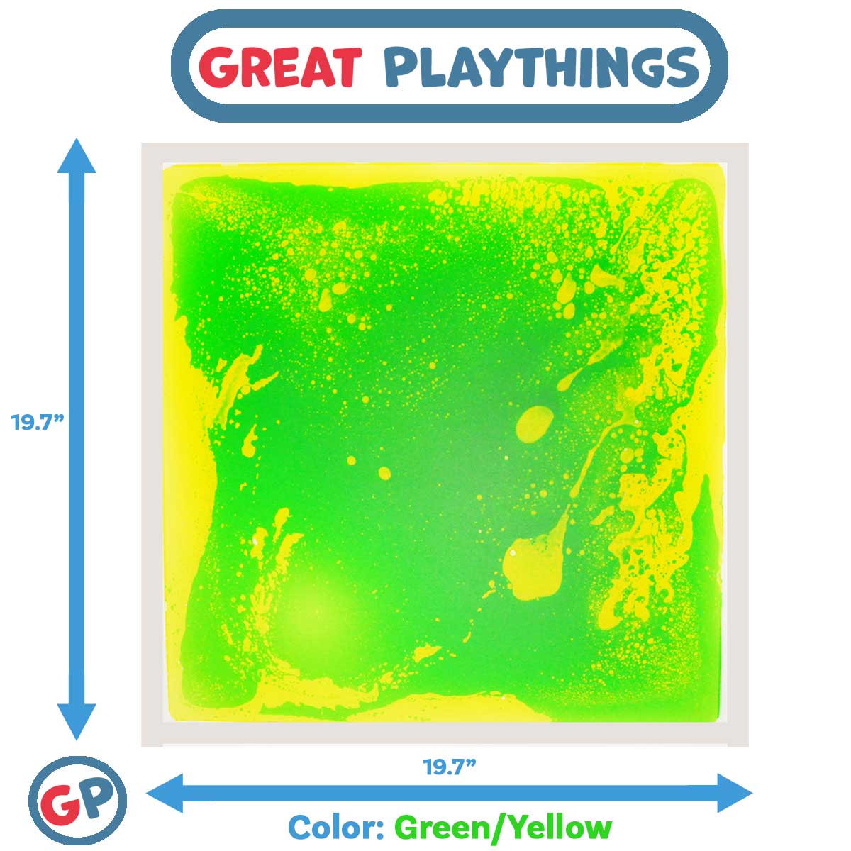 Great Playthings-19.7" Square Liquid Sensory Floor Tile-GP1103-1-Green/Yellow-Legacy Toys