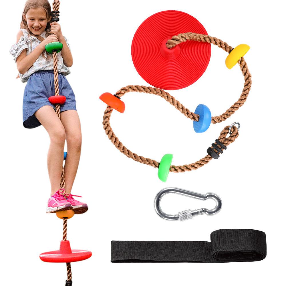 Tree Swing With Climbing Rope & Platform - Outdoor Playground Set For Kids Backyard