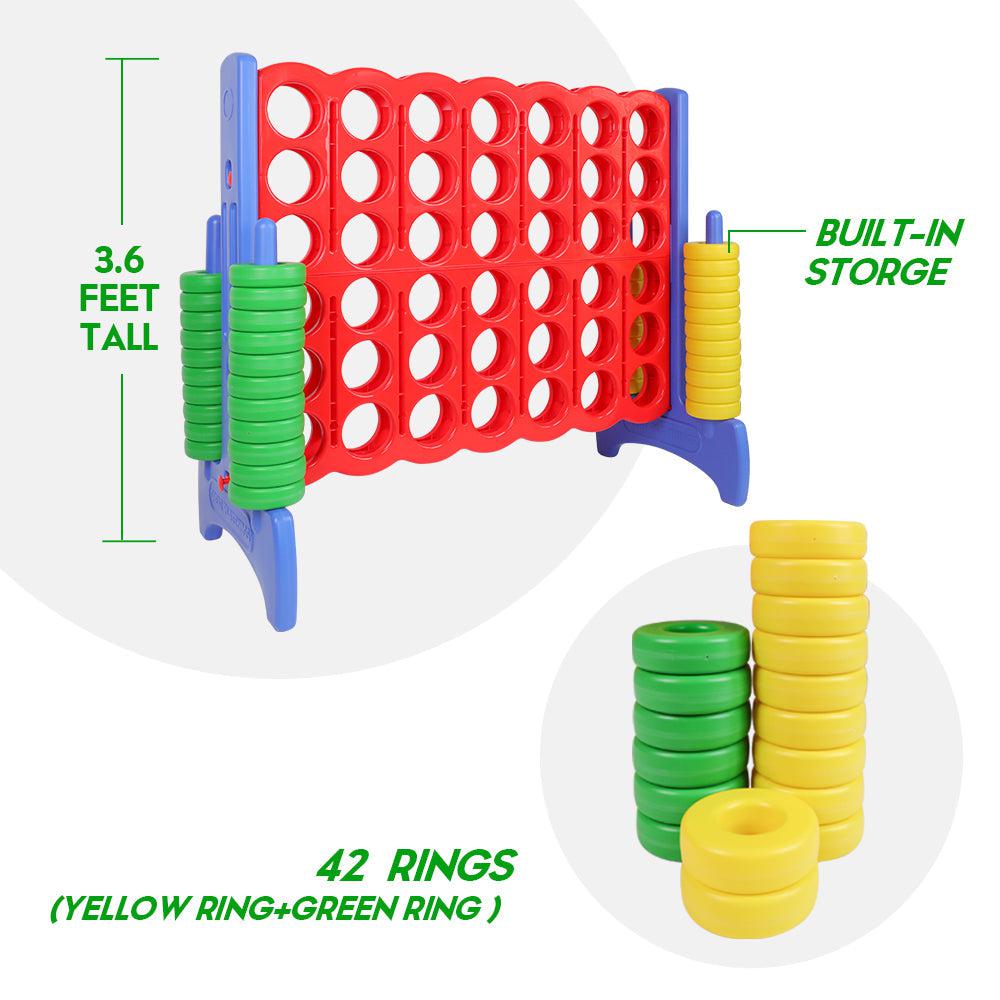 Great Playthings-Jumbo Four in a Row 4 To Score Game for Kids & Adults Indoor & Outdoor Game Set with 42 Giant Rings-GP1000-Legacy Toys