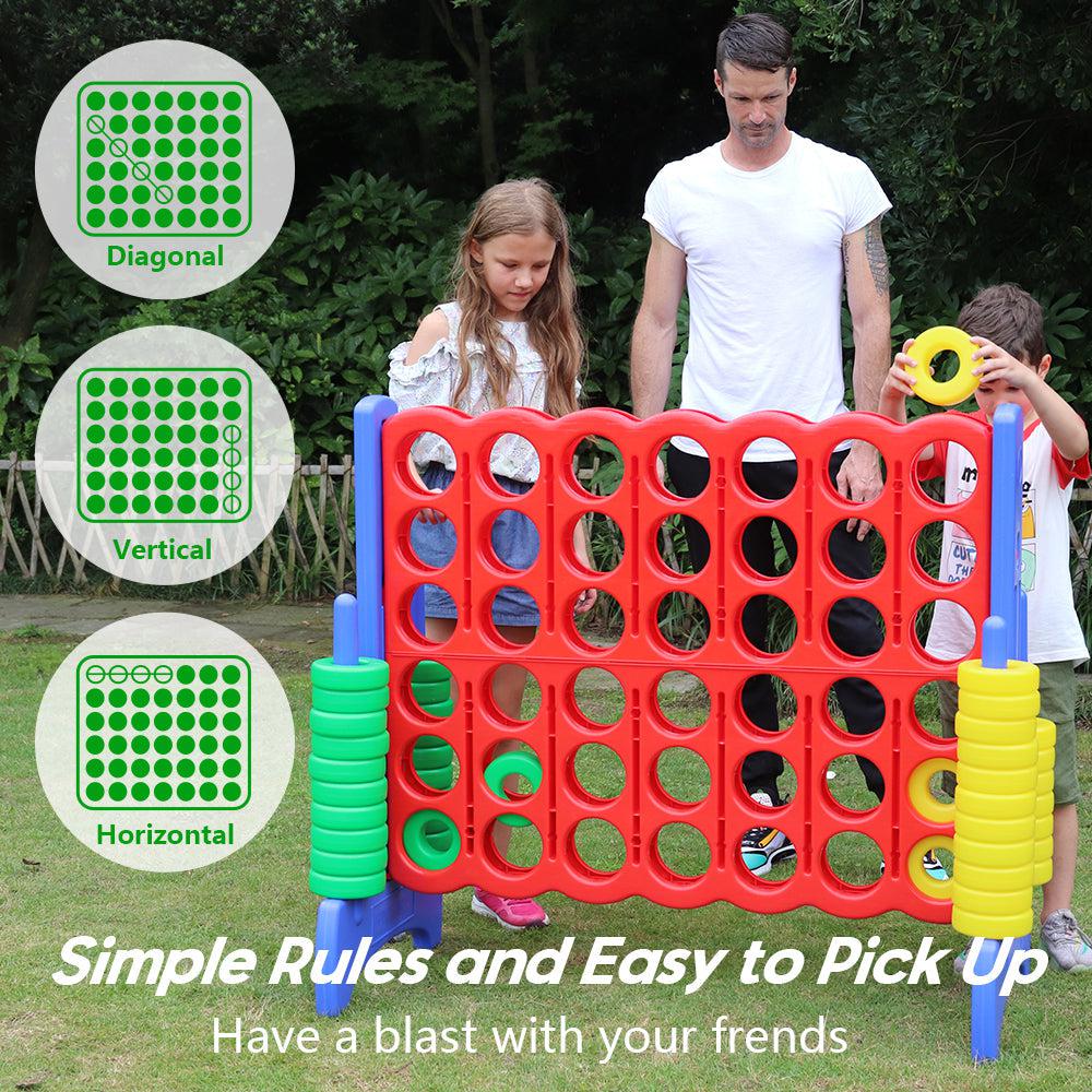 Great Playthings-Jumbo Four in a Row 4 To Score Game for Kids & Adults Indoor & Outdoor Game Set with 42 Giant Rings-GP1000-Legacy Toys