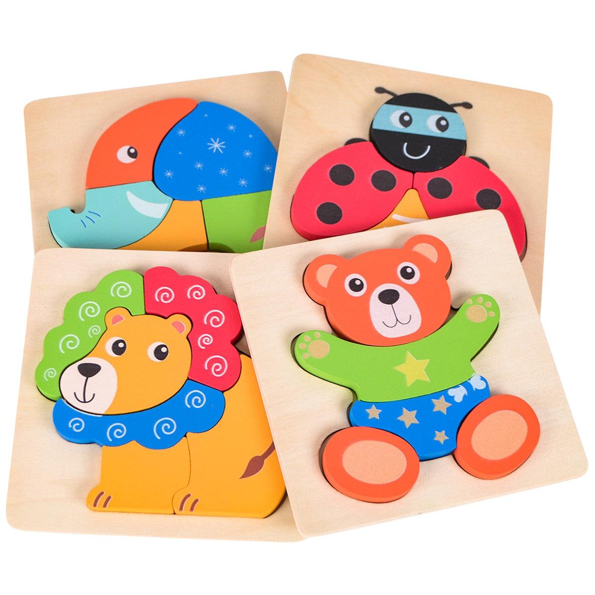 Great Playthings-Wooden Animal Chunky Puzzle - Set of 4-PH07F047-Legacy Toys