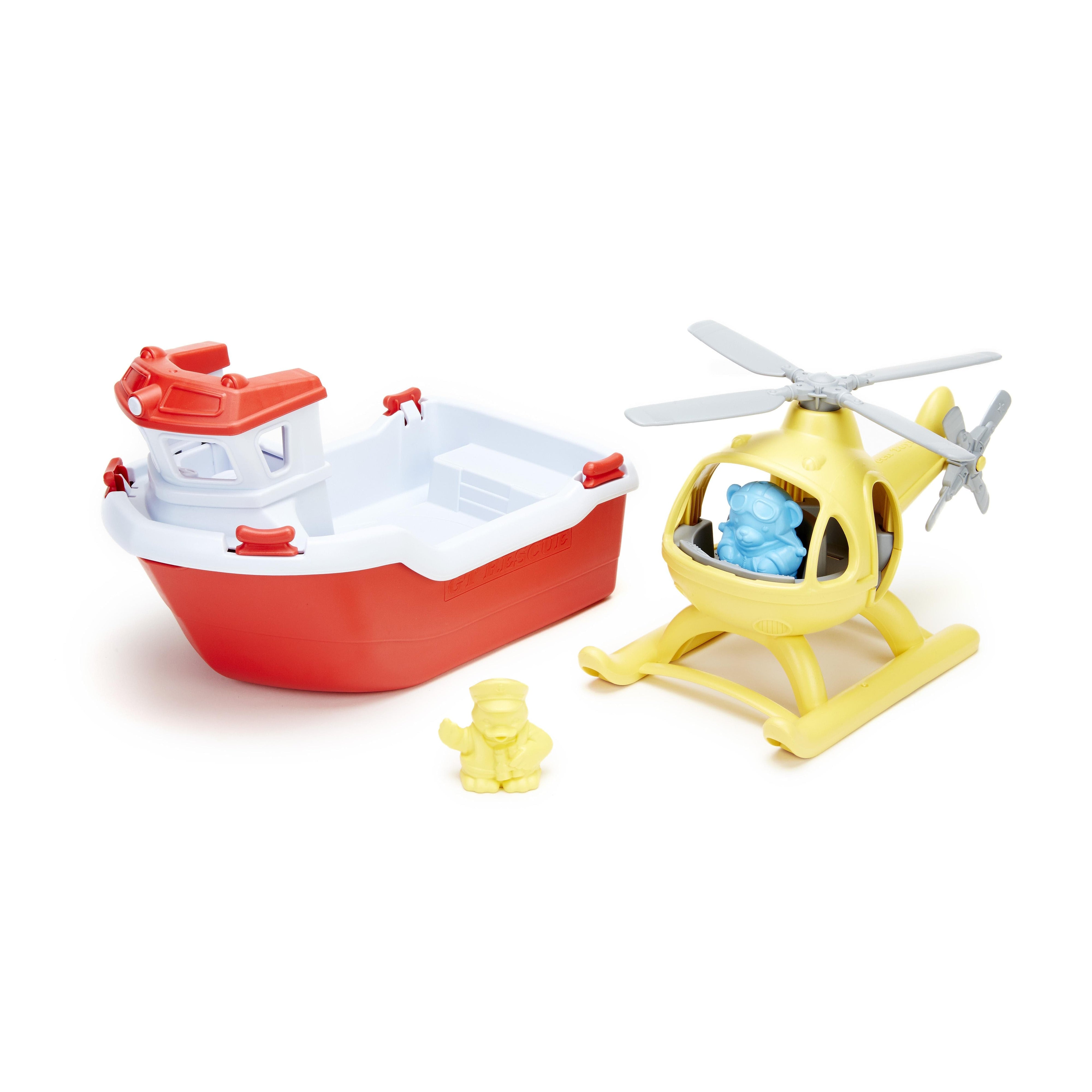 Green Toys-Rescue Boat and Helicopter-RBH1-1155-Legacy Toys
