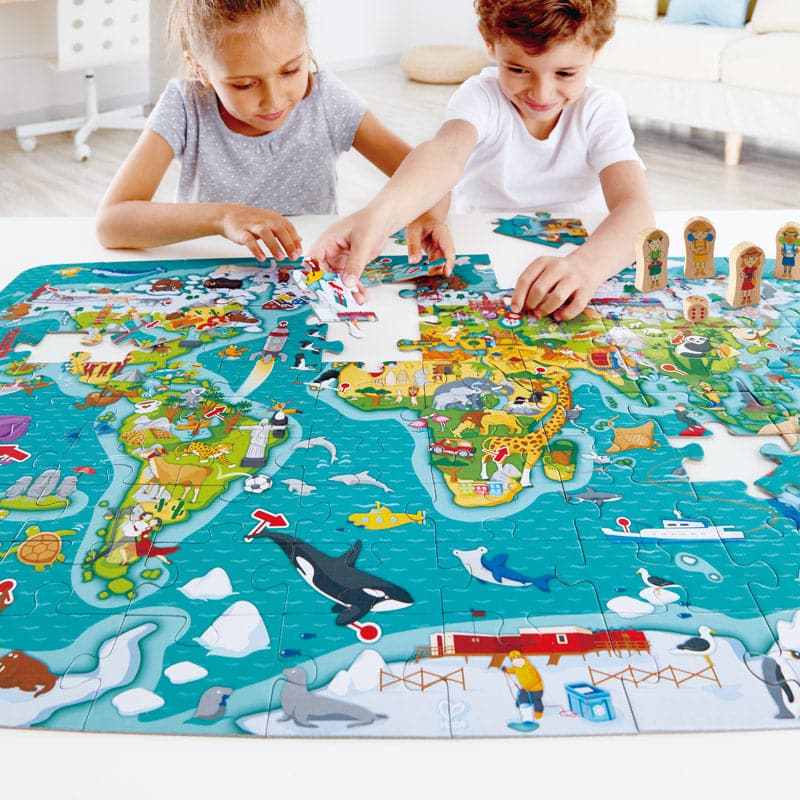 Hape-2-in-1 World Tour Puzzle and Game-E1626-Legacy Toys
