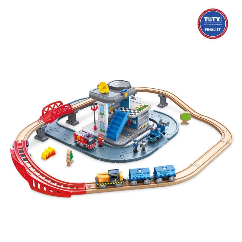 Hape-Emergency Services HQ Railway Train Set-E3736-Legacy Toys