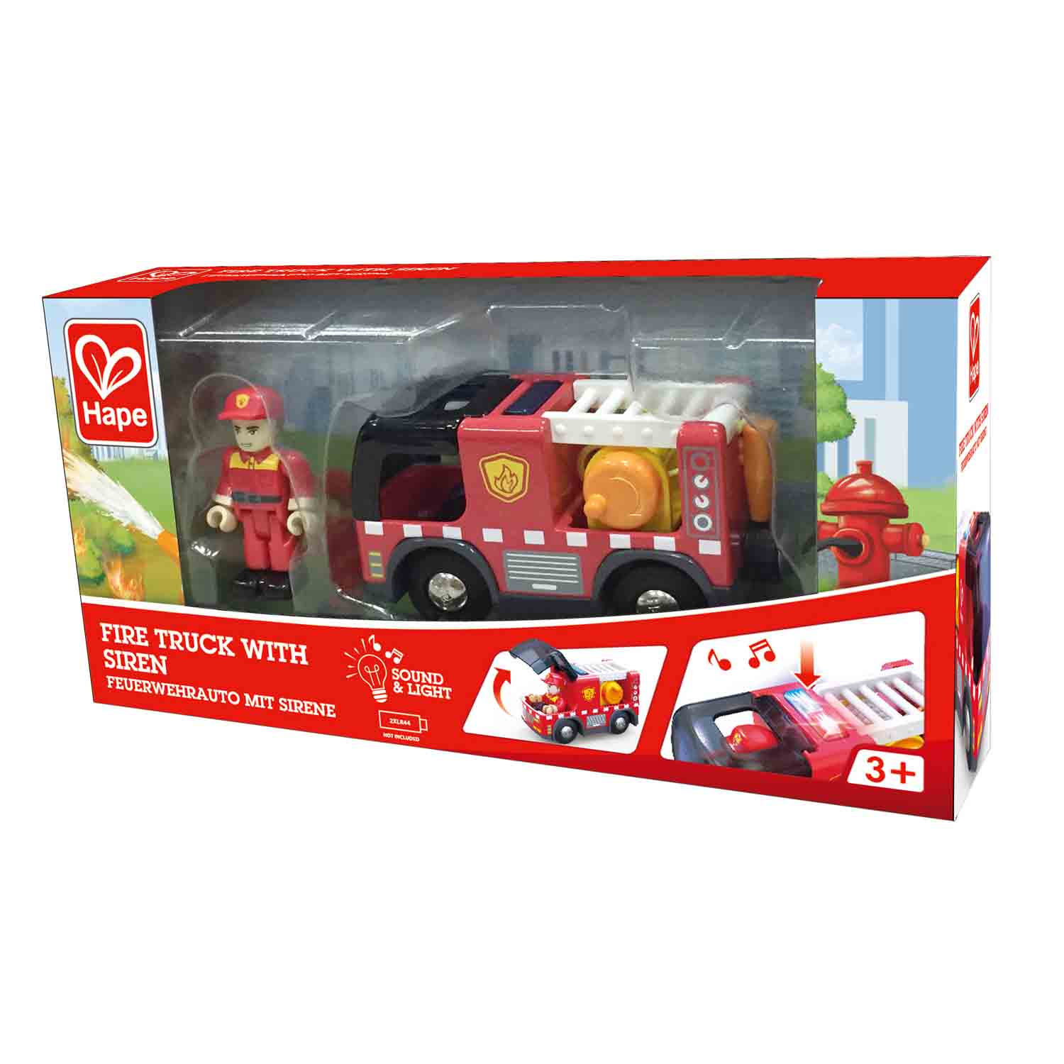 Hape-Fire Truck with Siren-E3737-Legacy Toys
