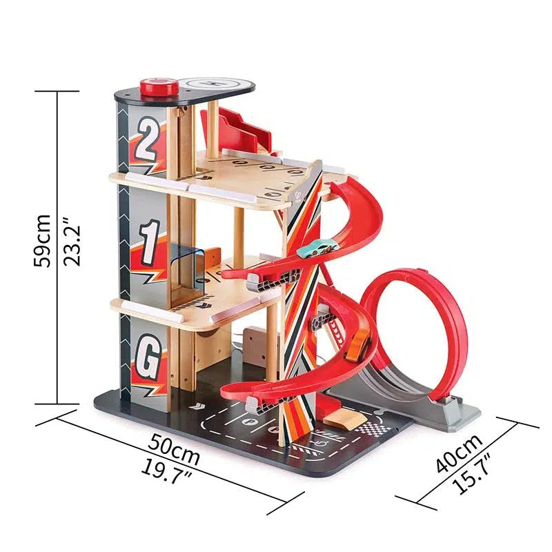 Hape-Hape Gearhead Stunt Garage Wooden High Rise Car Parking Lot-E3019-Legacy Toys