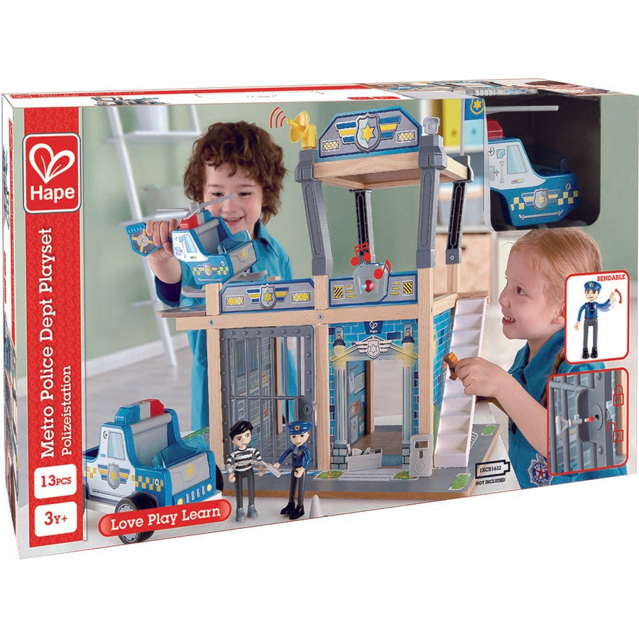 Hape-Hape Metro Police Station Play Toy Set With Sounds And Lights-E3050-Legacy Toys