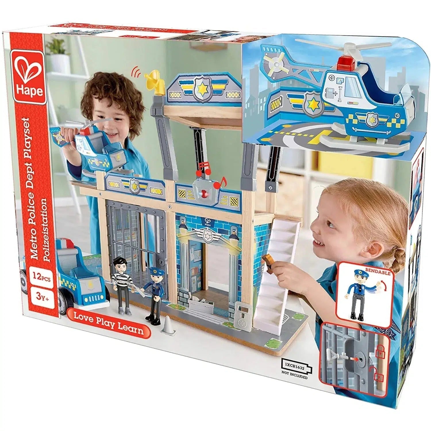 Hape-Hape Metro Police Station Play Toy Set With Sounds And Lights-E3050-Legacy Toys