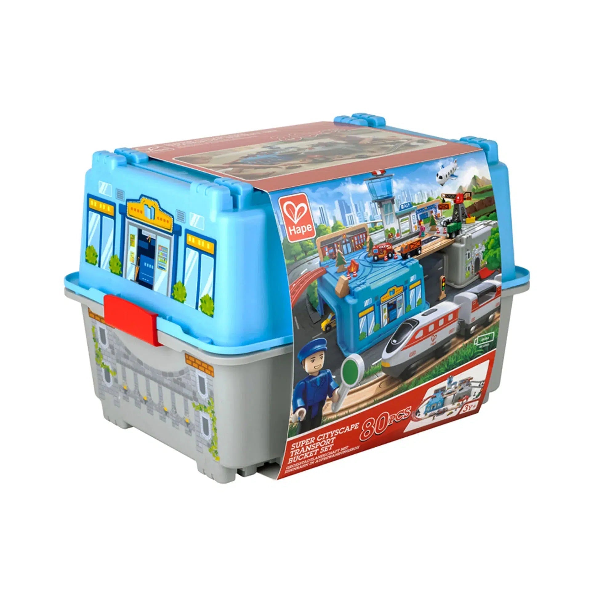 Hape-Hape Super Cityscape Transport Bucket Set-E3773-Legacy Toys
