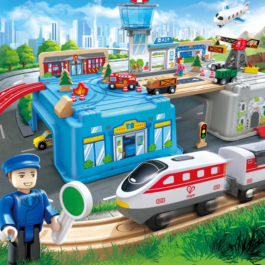 Hape-Hape Super Cityscape Transport Bucket Set-E3773-Legacy Toys