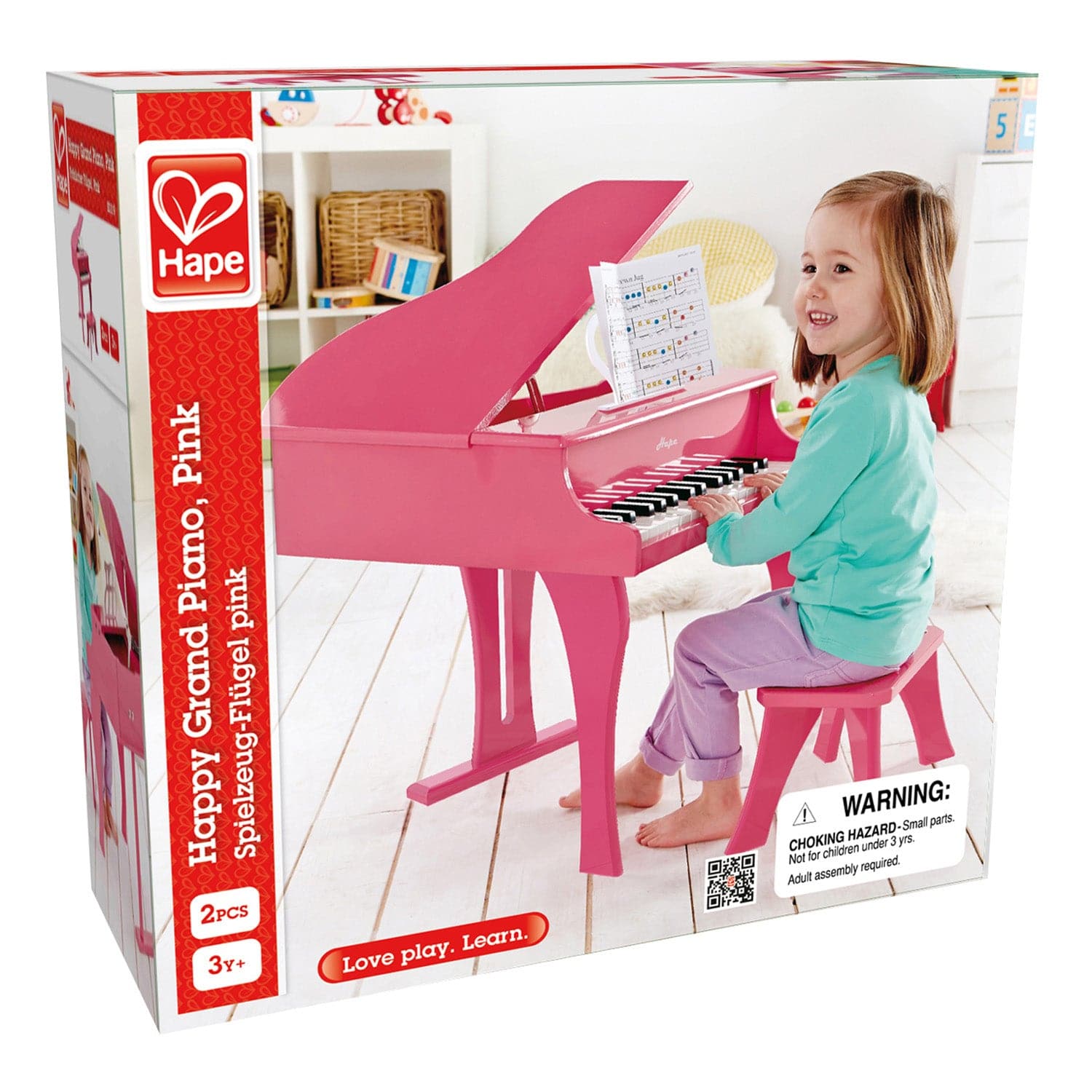 Hape-Happy Grand Piano - Pink-E0319B-Legacy Toys
