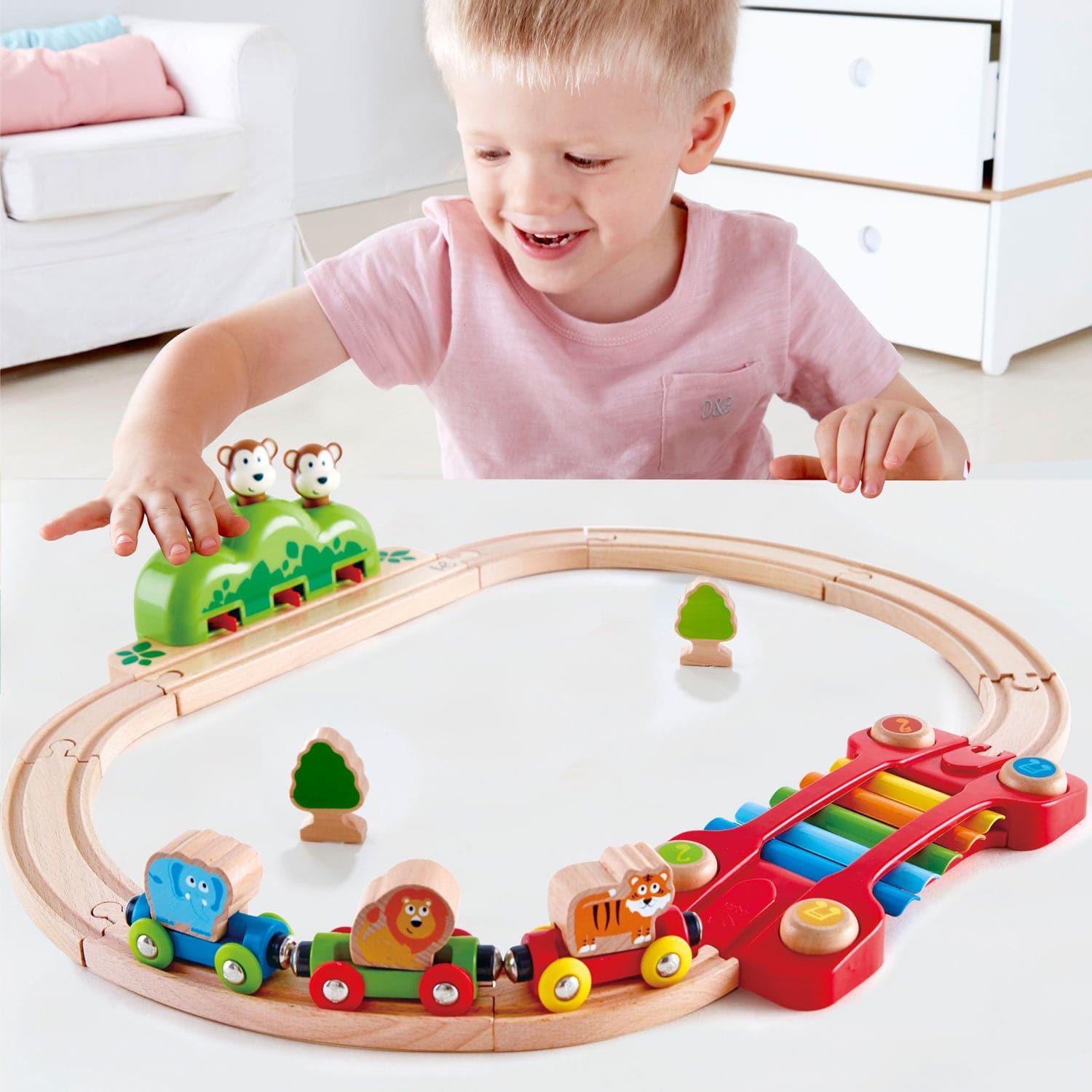 Hape-Music and Monkeys Railway-E3825-Legacy Toys