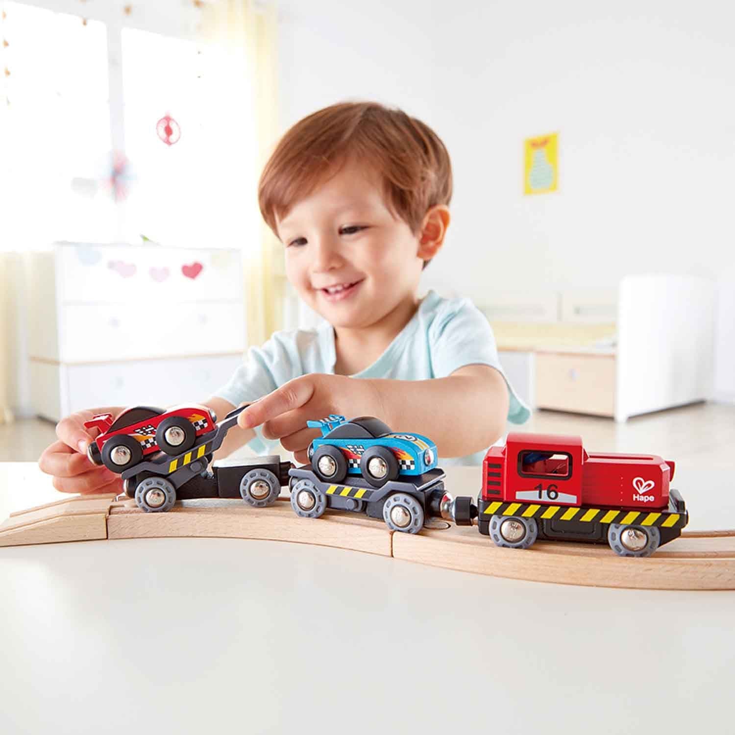 Hape-Race Car Transporter-E3735-Legacy Toys